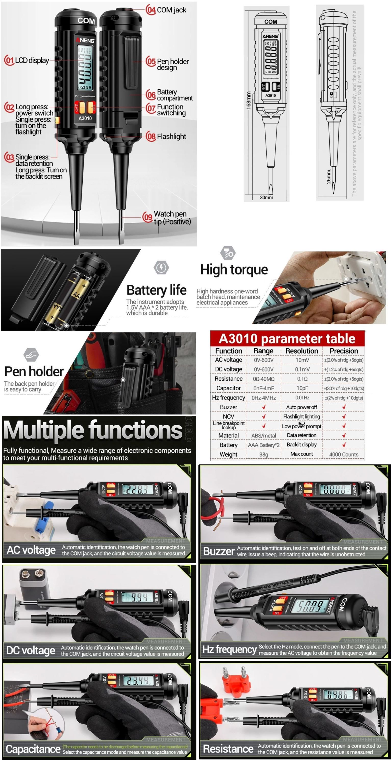 Multimetros de Lapiz A3010